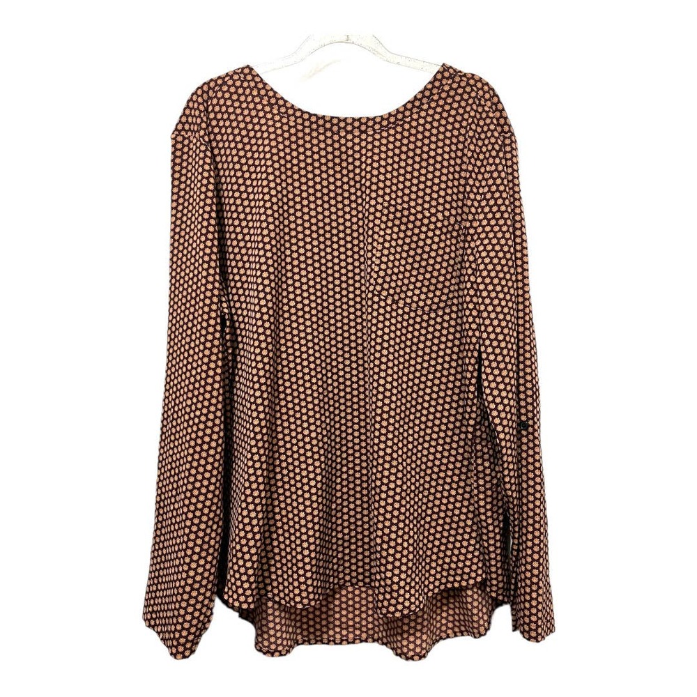 Van Heusen Long Sleeve Floral Blouse Size XXL, Rust & Orange